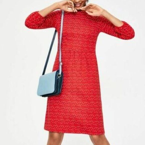 Boden Womens Odelia Dress UK 16L US 12L Red Star - Picture 1 of 7